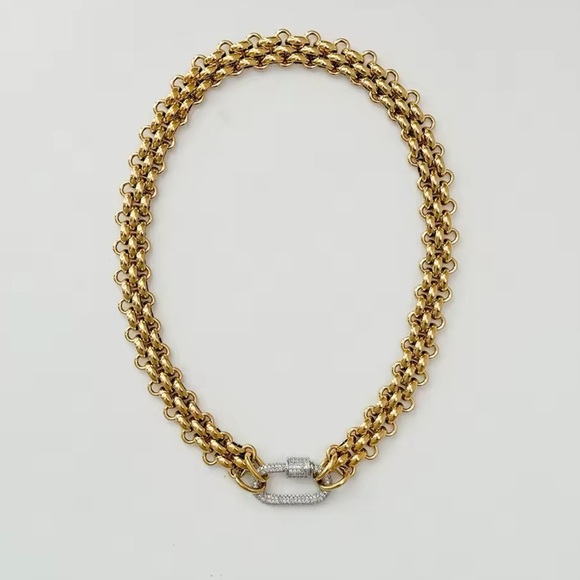 Double Link 18K Gold Stainless Steel Elegant Gold Chain Necklace - Picture 8 of 10